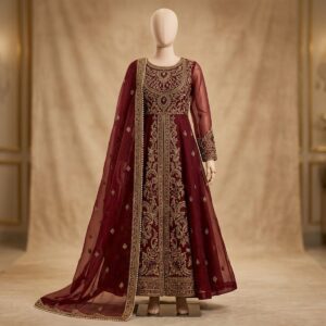 Hand Embroidered Organza Maxi